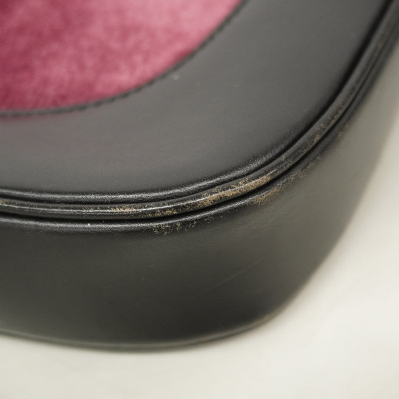 【6he4551-k】グッチ ショルダーバッグ ジャッキー 001 3306 ベロア ピンク ブラック シルバー金具【中古】レディース