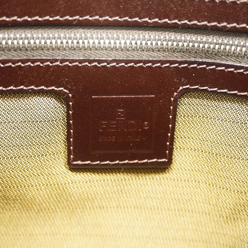 【6he4588】フェンディ ハンドバッグ ズッカ マンマバケット ナイロンキャンバス ブラウン シルバー金具【中古】レディース