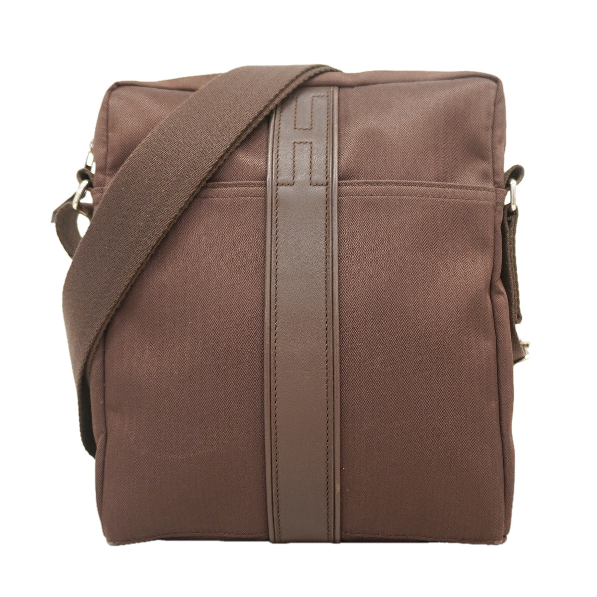 【6he4592】エルメス ショルダーバッグ アカプルコバンドリエールMM トワルシェブロン ブラウン シルバー金具【中古】メンズ レディース ユニセックス