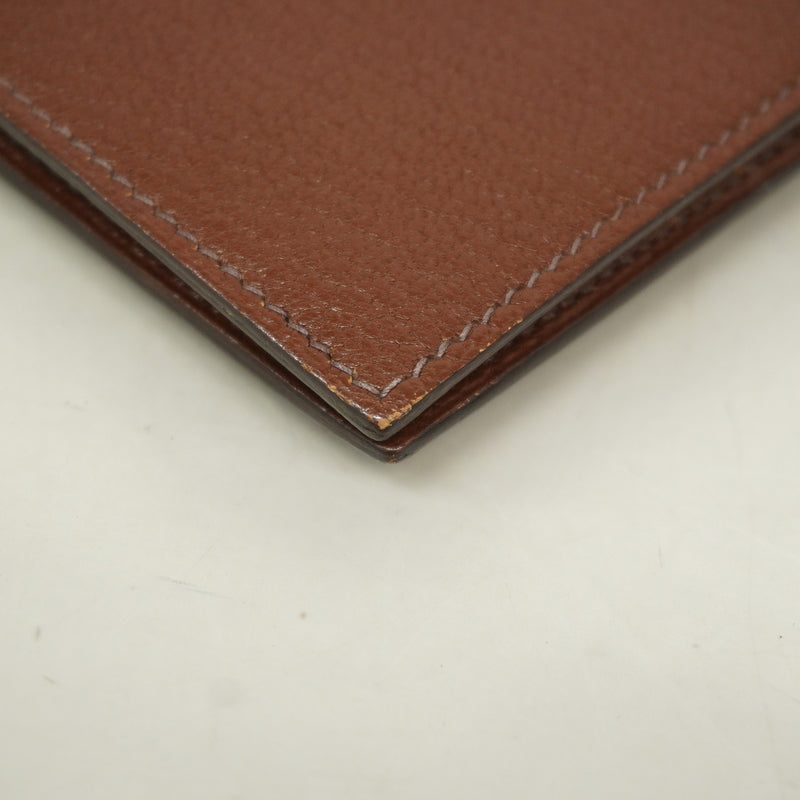 【6he4594】エルメス 長財布 ベアン シェブルミゾル マロン シルバー金具 □I刻印【中古】メンズ レディース ユニセックス