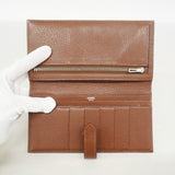 【6he4594】エルメス 長財布 ベアン シェブルミゾル マロン シルバー金具 □I刻印【中古】メンズ レディース ユニセックス
