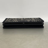 【6he4597】シャネル ショルダーウォレット チェーンショルダー キャンバス ブラック シルバー金具【中古】レディース