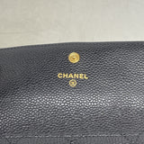 【6he4598】シャネル 長財布 マトラッセ キャビアスキン ブラック ゴールド金具【中古】レディース