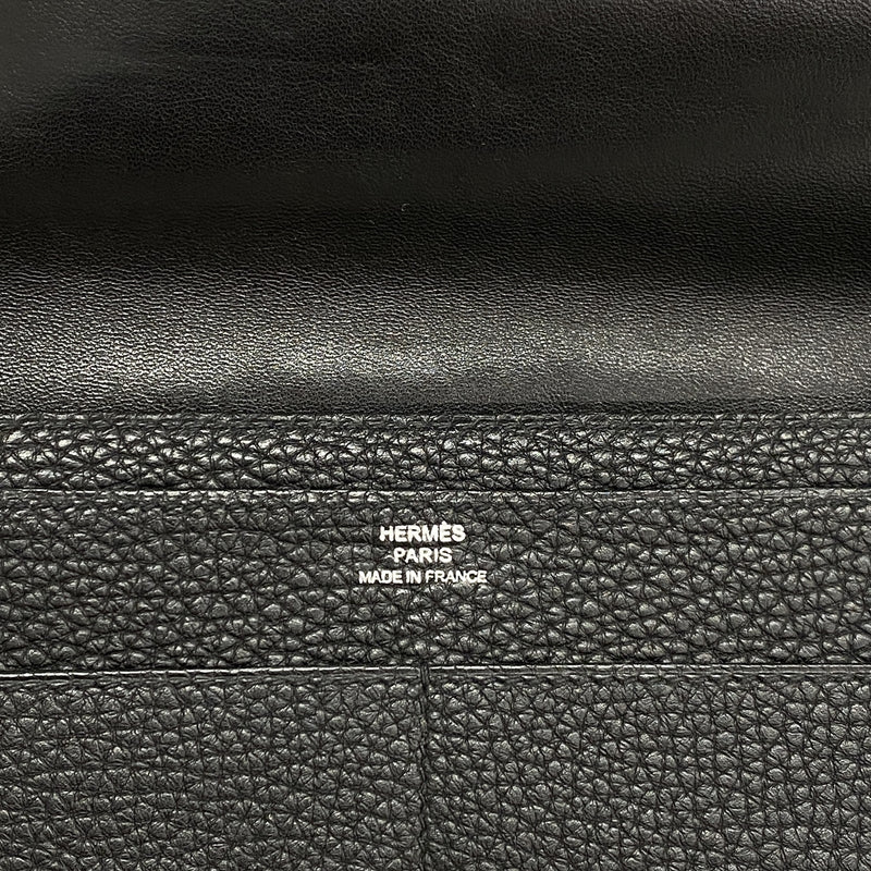 【6he4599】エルメス 長財布 ドゴンGM トゴ ブラック シルバー金具 □L刻印【中古】メンズ レディース ユニセックス