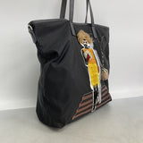 【6he4614-k】プラダ トートバッグ サフィアーノ ナイロン ブラック シルバー金具【中古】レディース