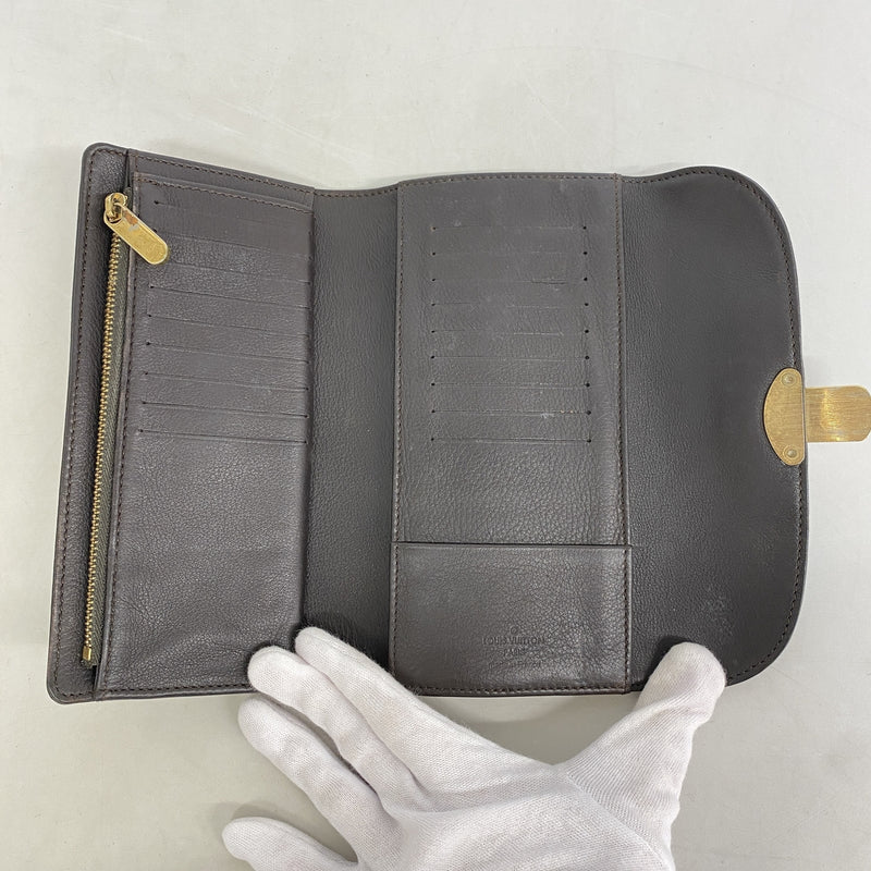 【6he4621-k】ルイヴィトン 三つ折り長財布 マヒナ ポルトフォイユアメリア M95968 ショコラ【中古】レディース