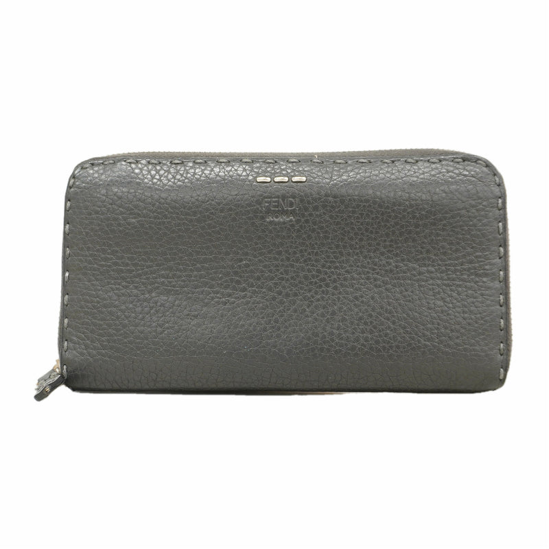【6he4628】フェンディ 長財布 レザー ブラック シルバー金具【中古】メンズ レディース ユニセックス
