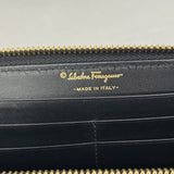 【6he4655】サルヴァトーレフェラガモ 長財布 ヴァラ レザー ブラック ゴールド金具【中古】レディース