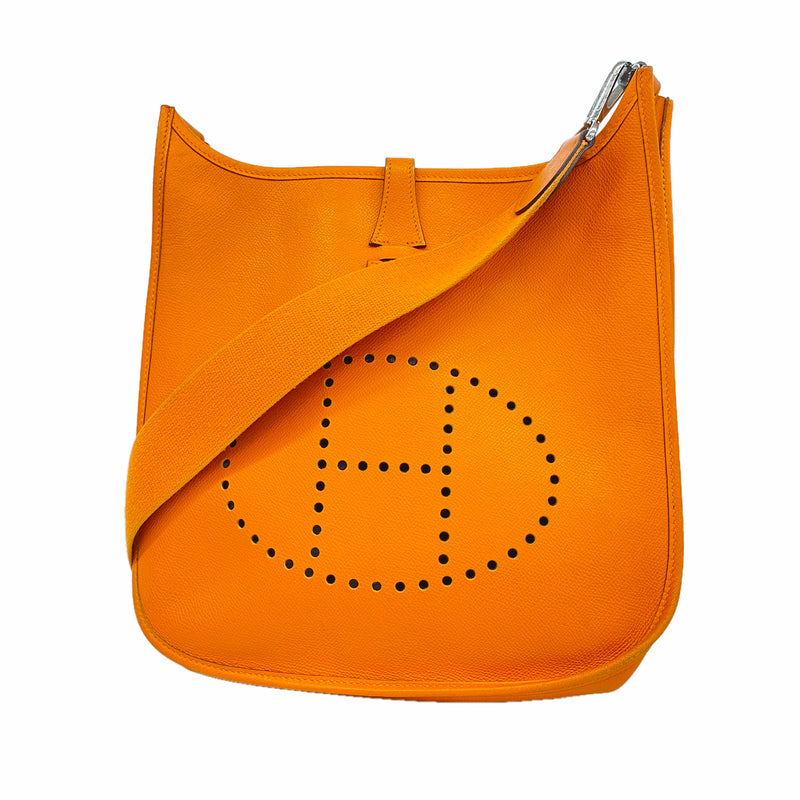 【6he4659】エルメス ショルダーバッグ エヴリン2PM ヴォーエプソン オレンジ シルバー金具 □I刻印【中古】レディース