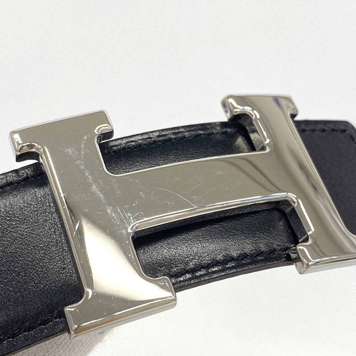 【6he4660】エルメス ベルト コンスタンスベルト ボックスカーフ トリヨンクレマンス ブラック ナチュラル シルバー金具 □H刻印【中古】メンズ レディース ユニセックス