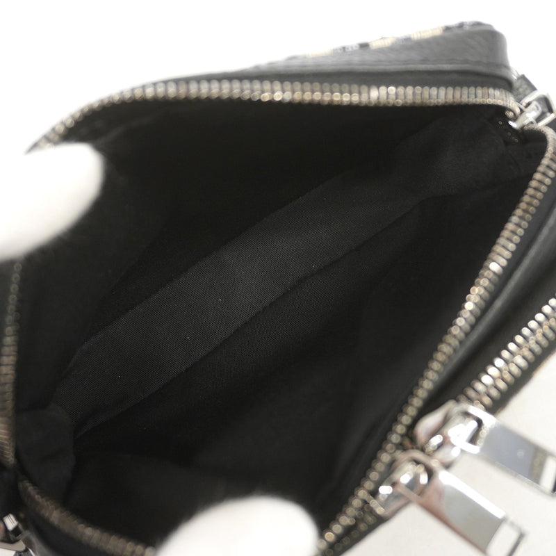 【6he4670】クリスチャンディオール ショルダーバッグ オブリーク キャンバス ブラック ベージュ シルバー金具【中古】メンズ