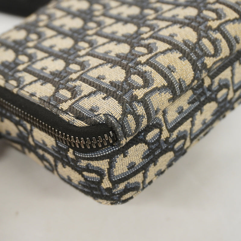 【6he4670】クリスチャンディオール ショルダーバッグ オブリーク キャンバス ブラック ベージュ シルバー金具【中古】メンズ