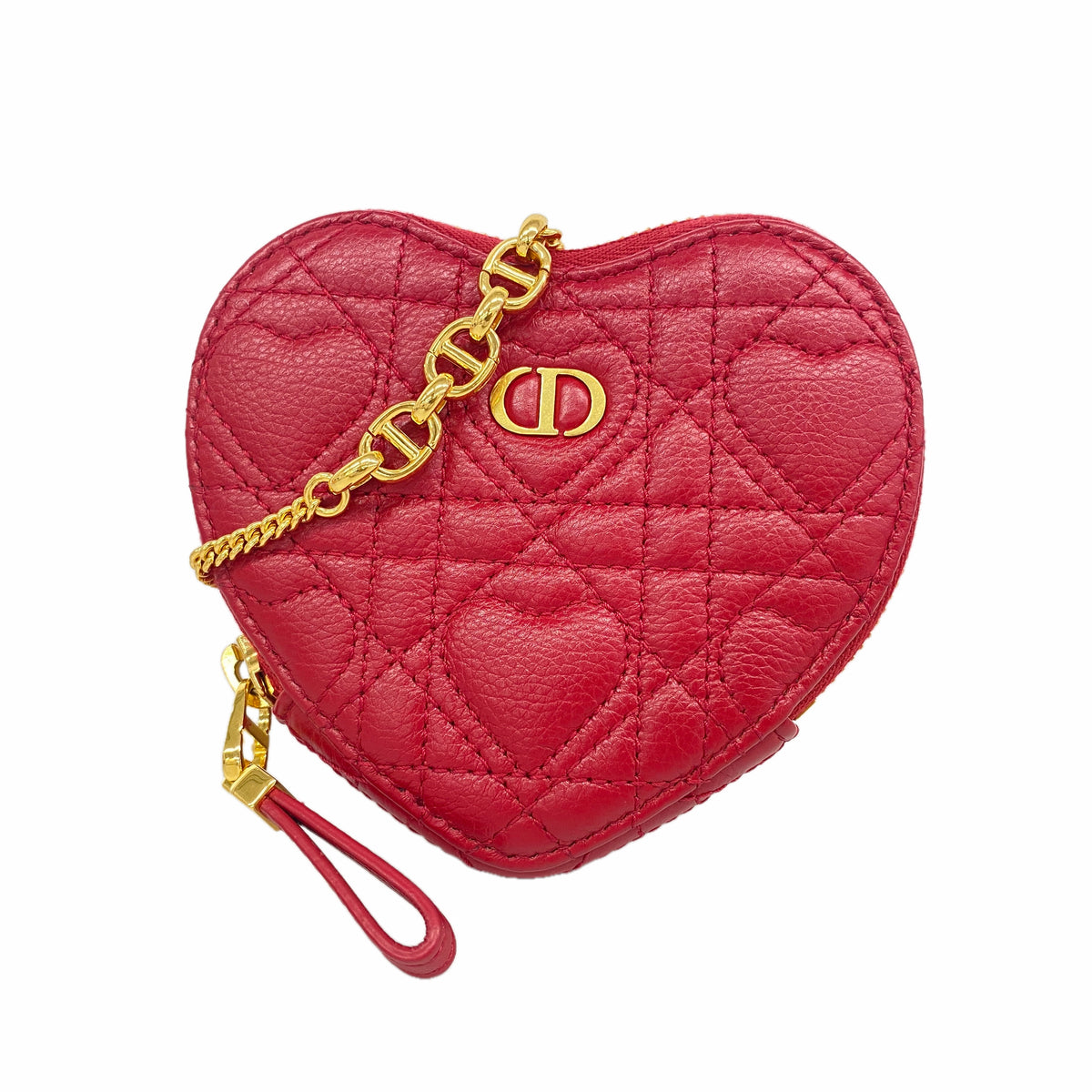 【6he4677】クリスチャンディオール ショルダーバッグ カロ レザー レッド ゴールド金具【中古】レディース