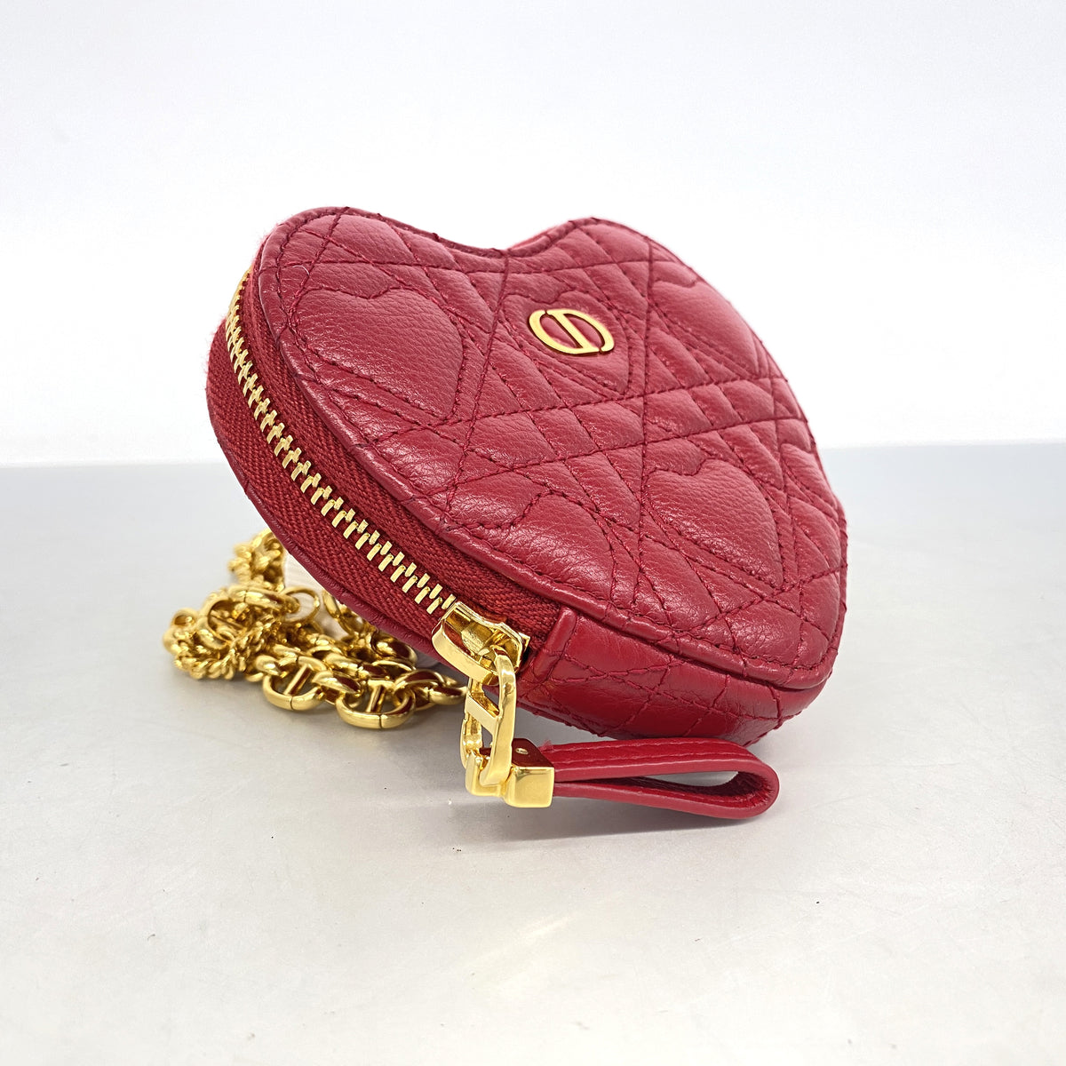 【6he4677】クリスチャンディオール ショルダーバッグ カロ レザー レッド ゴールド金具【中古】レディース