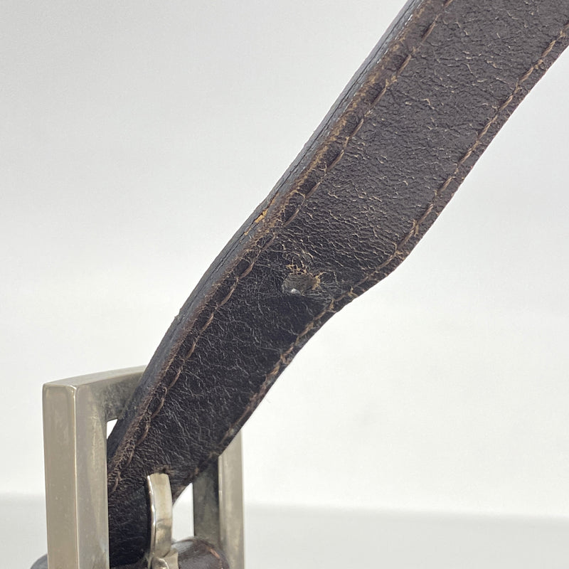 【6he4681】フェンディ ハンドバッグ ズッカ マンマバケット ナイロンキャンバス ブラウン シルバー金具【中古】レディース
