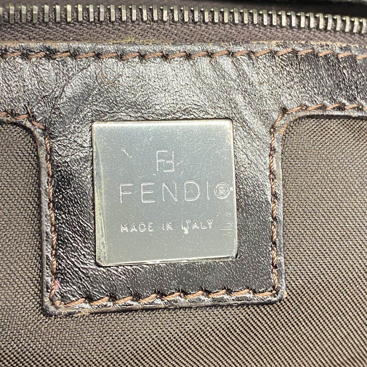 【6he4682】フェンディ ハンドバッグ ズッカ ナイロンキャンバス ブラウン シルバー金具【中古】レディース