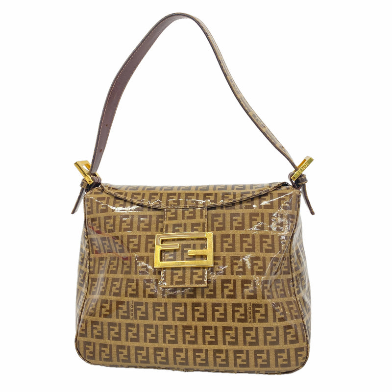 【6he4683】フェンディ ハンドバッグ ズッキーノ コーティングキャンバス ブラウン ゴールド金具【中古】レディース