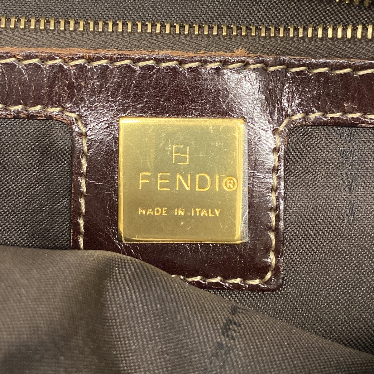 【6he4683】フェンディ ハンドバッグ ズッキーノ コーティングキャンバス ブラウン ゴールド金具【中古】レディース