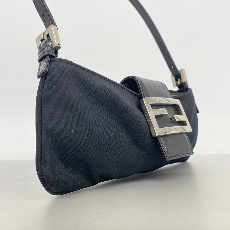 【6he4684】フェンディ ハンドバッグ ナイロン ブラック シルバー金具【中古】レディース