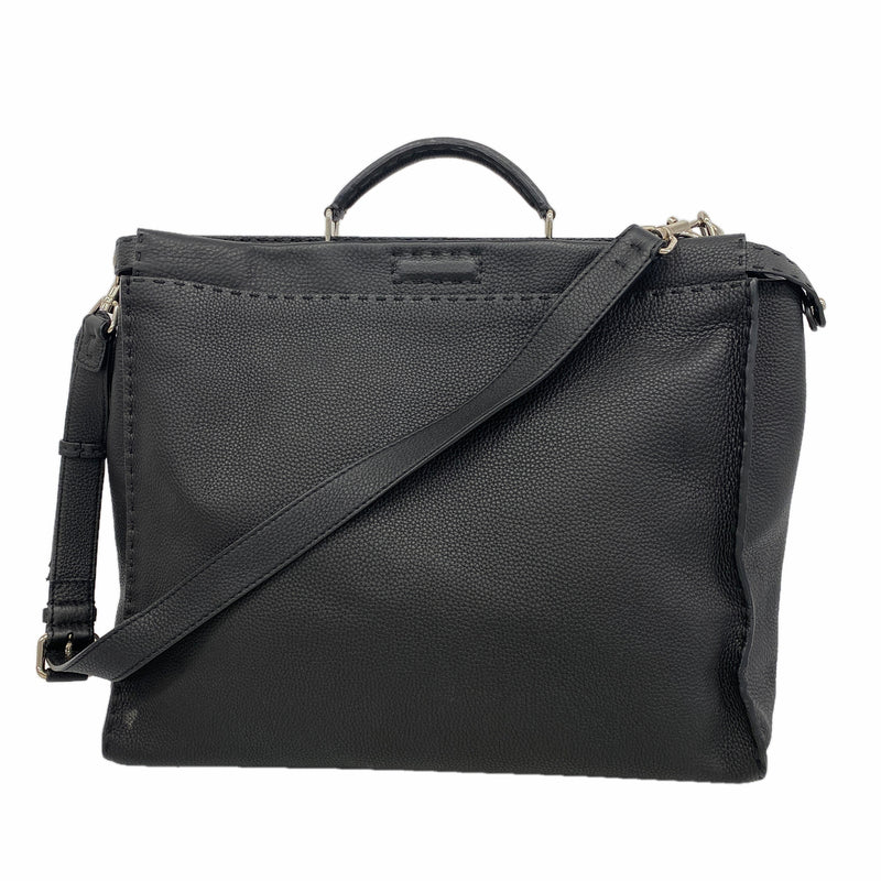 【6he4687】フェンディ ハンドバッグ モンスター セレリア ピーカブー レザー ブラック シルバー金具 2wayバッグ【中古】メンズ
