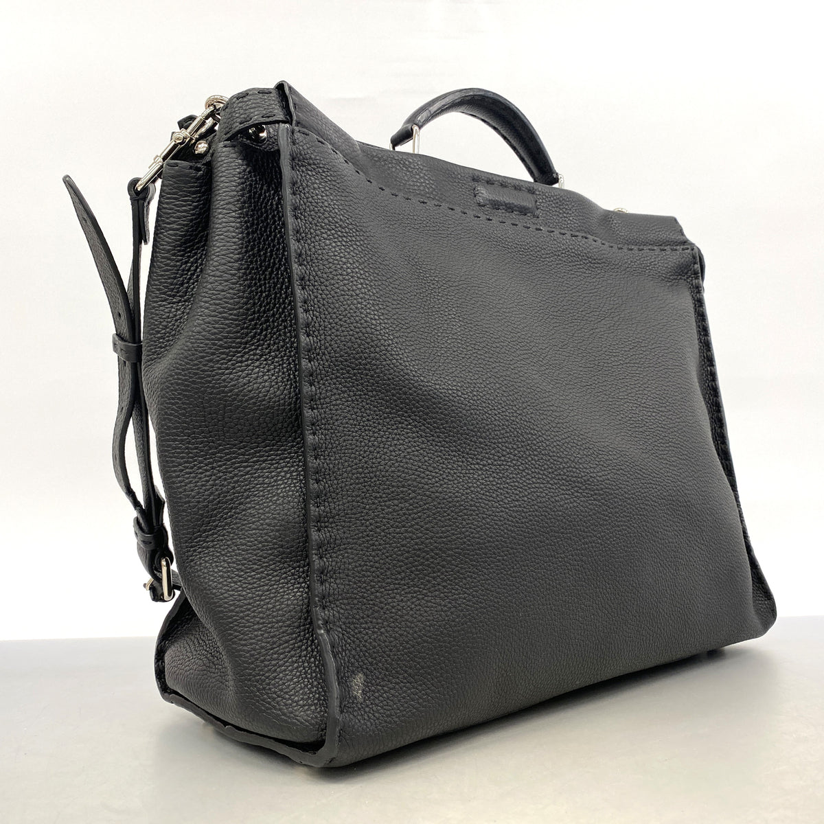 【6he4687】フェンディ ハンドバッグ モンスター セレリア ピーカブー レザー ブラック シルバー金具 2wayバッグ【中古】メンズ