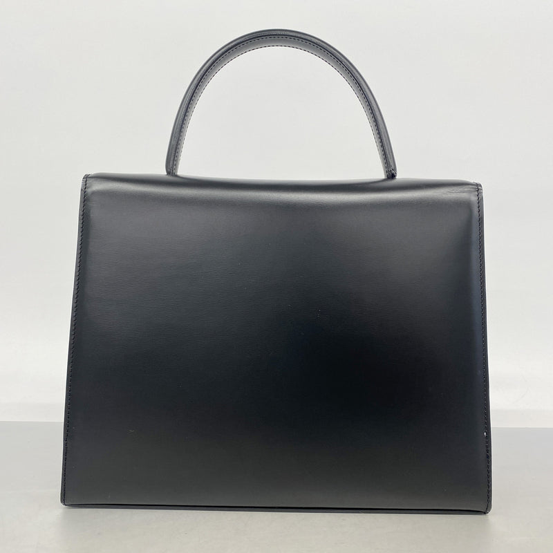 【6he4688】カルティエ ハンドバッグ パンテール レザー ブラック シルバー金具【中古】レディース