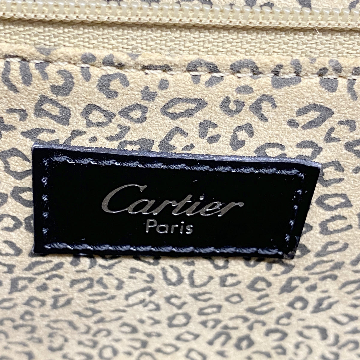 【6he4688】カルティエ ハンドバッグ パンテール レザー ブラック シルバー金具【中古】レディース
