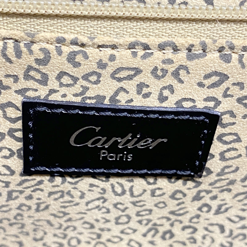 【6he4688】カルティエ ハンドバッグ パンテール レザー ブラック シルバー金具【中古】レディース
