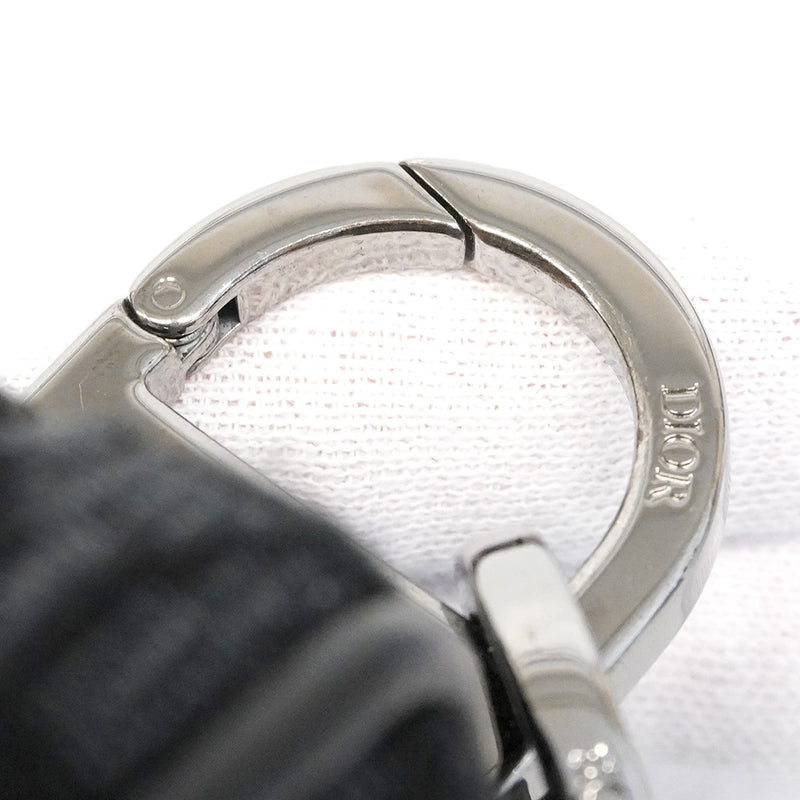 【6he4695】クリスチャンディオール ショルダーバッグ オブリーク サドル キャンバス ブラック シルバー金具【中古】メンズ