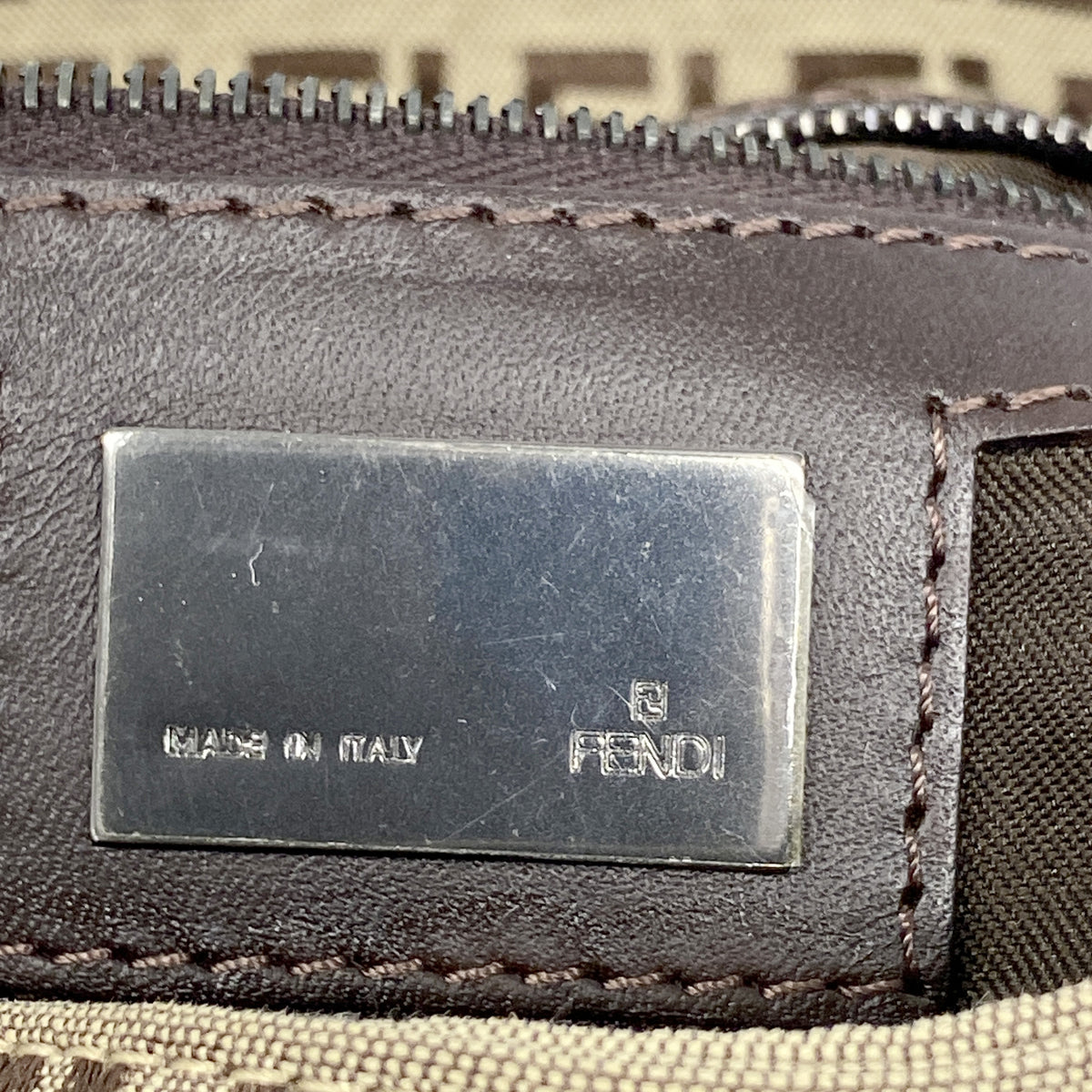 【6he4703】フェンディ ハンドバッグ ズッキーノ マンマバケット ナイロンキャンバス ベージュ シルバー金具【中古】レディース