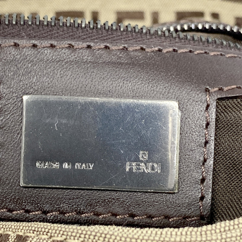 【6he4703】フェンディ ハンドバッグ ズッキーノ マンマバケット ナイロンキャンバス ベージュ シルバー金具【中古】レディース