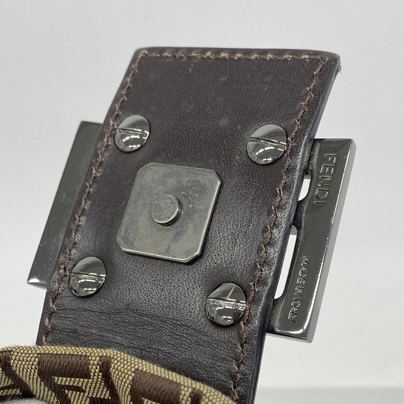 【6he4703】フェンディ ハンドバッグ ズッキーノ マンマバケット ナイロンキャンバス ベージュ シルバー金具【中古】レディース