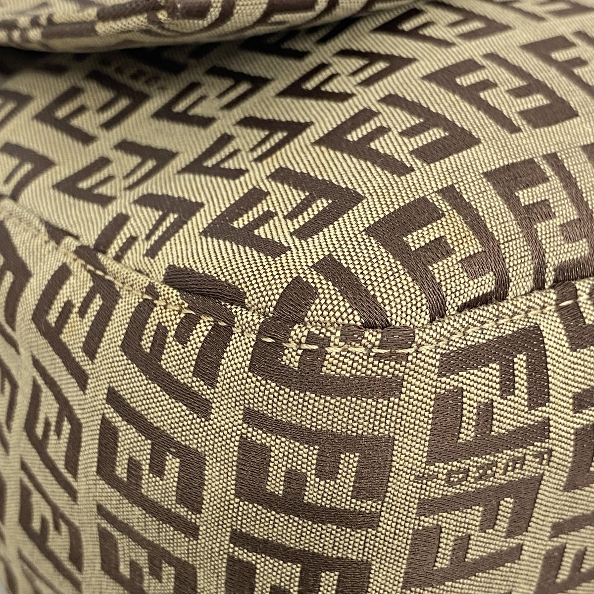 【6he4703】フェンディ ハンドバッグ ズッキーノ マンマバケット ナイロンキャンバス ベージュ シルバー金具【中古】レディース