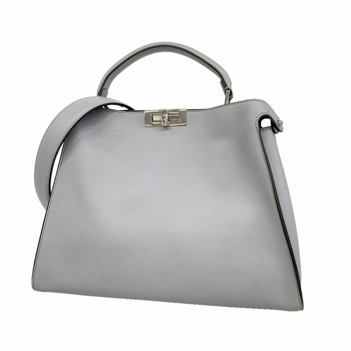 【6he4704】フェンディ ハンドバッグ ピーカブー エッセンシャル レザー グレー シルバー金具 2wayバッグ【中古】レディース