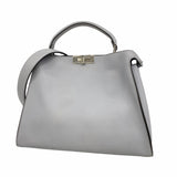 【6he4704】フェンディ ハンドバッグ ピーカブー エッセンシャル レザー グレー シルバー金具 2wayバッグ【中古】レディース