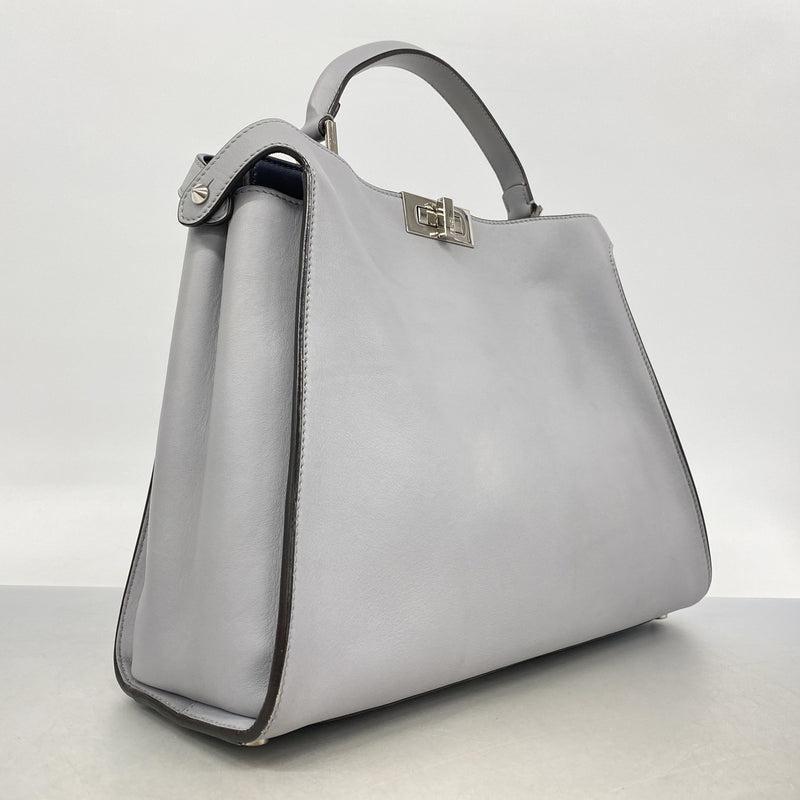 【6he4704】フェンディ ハンドバッグ ピーカブー エッセンシャル レザー グレー シルバー金具 2wayバッグ【中古】レディース