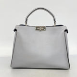 【6he4704】フェンディ ハンドバッグ ピーカブー エッセンシャル レザー グレー シルバー金具 2wayバッグ【中古】レディース