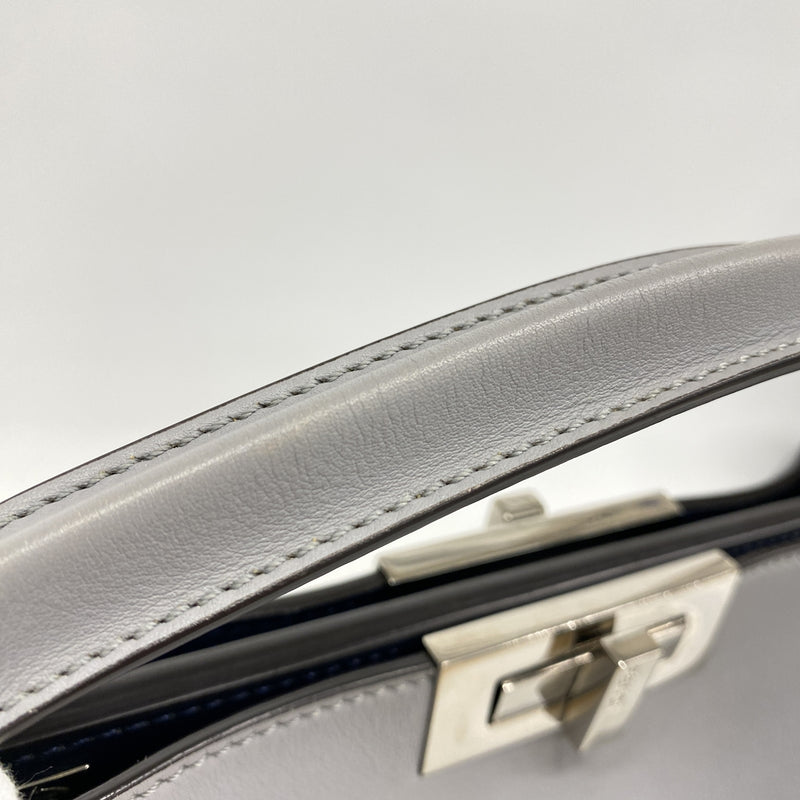 【6he4704】フェンディ ハンドバッグ ピーカブー エッセンシャル レザー グレー シルバー金具 2wayバッグ【中古】レディース