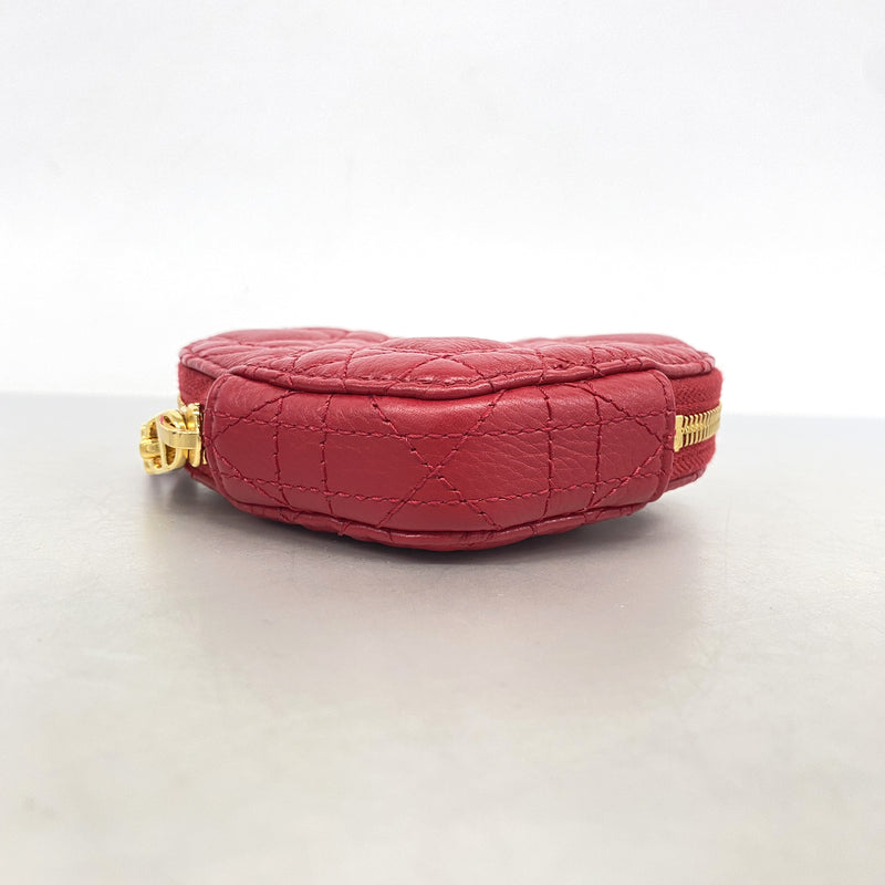 【6he4707】クリスチャンディオール ショルダーバッグ カロ レザー レッド ゴールド金具【中古】レディース