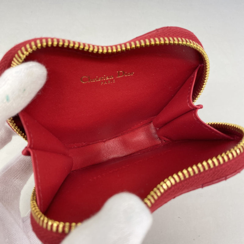 【6he4707】クリスチャンディオール ショルダーバッグ カロ レザー レッド ゴールド金具【中古】レディース