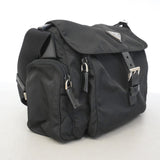 【6he4708-k】プラダ ショルダーバッグ テスート ナイロン ブラック シルバー金具【中古】レディース