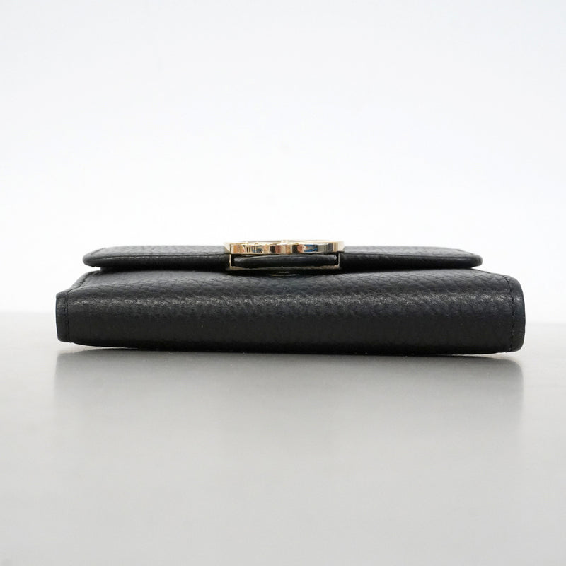 【6he4713-k】グッチ 財布 インターロッキングG 615525 レザー ブラック ゴールド金具【中古】レディース