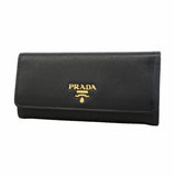 【6he4716-k】プラダ 長財布 サフィアーノ レザー ブラック ゴールド金具【中古】レディース