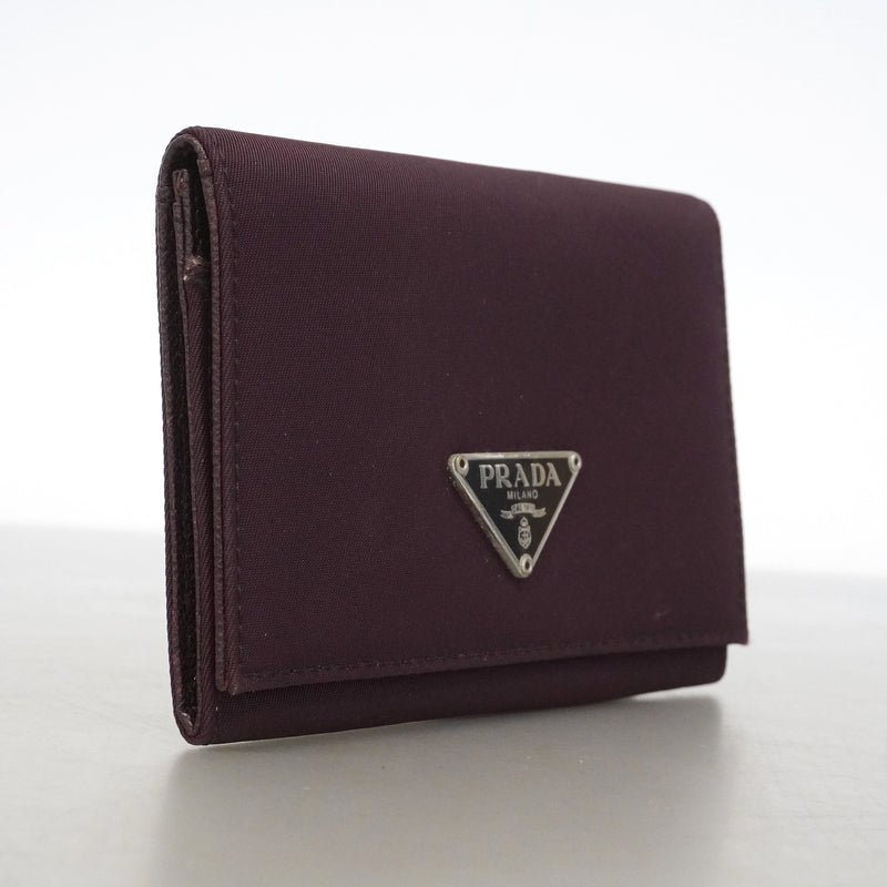 【6he4717-k】プラダ コインケース ナイロン ボルドー シルバー金具【中古】メンズ レディース ユニセックス