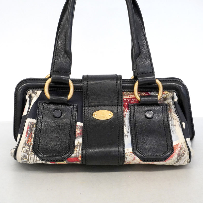 【6he4718-k】セリーヌ ハンドバッグ キャンバス マルチカラー ブラック ゴールド金具【中古】レディース