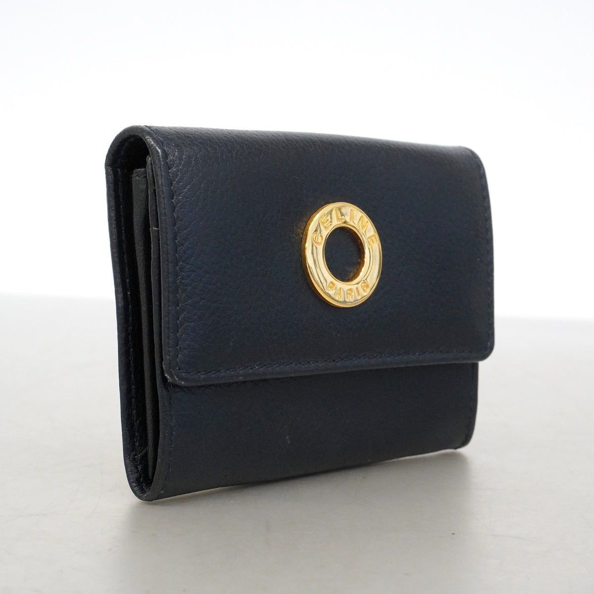 【6he4720-k】セリーヌ コインケース レザー ブラック ゴールド金具【中古】レディース