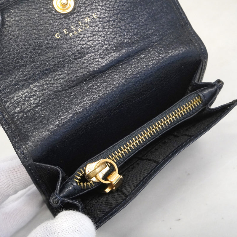 【6he4720-k】セリーヌ コインケース レザー ブラック ゴールド金具【中古】レディース