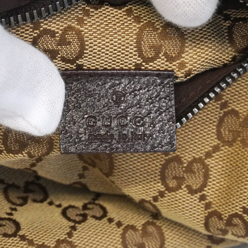 【6he4724-k】グッチ ボディバッグ GGキャンバス/シェリーライン 28566 キャンバス ブラウン シルバー金具【中古】レディース
