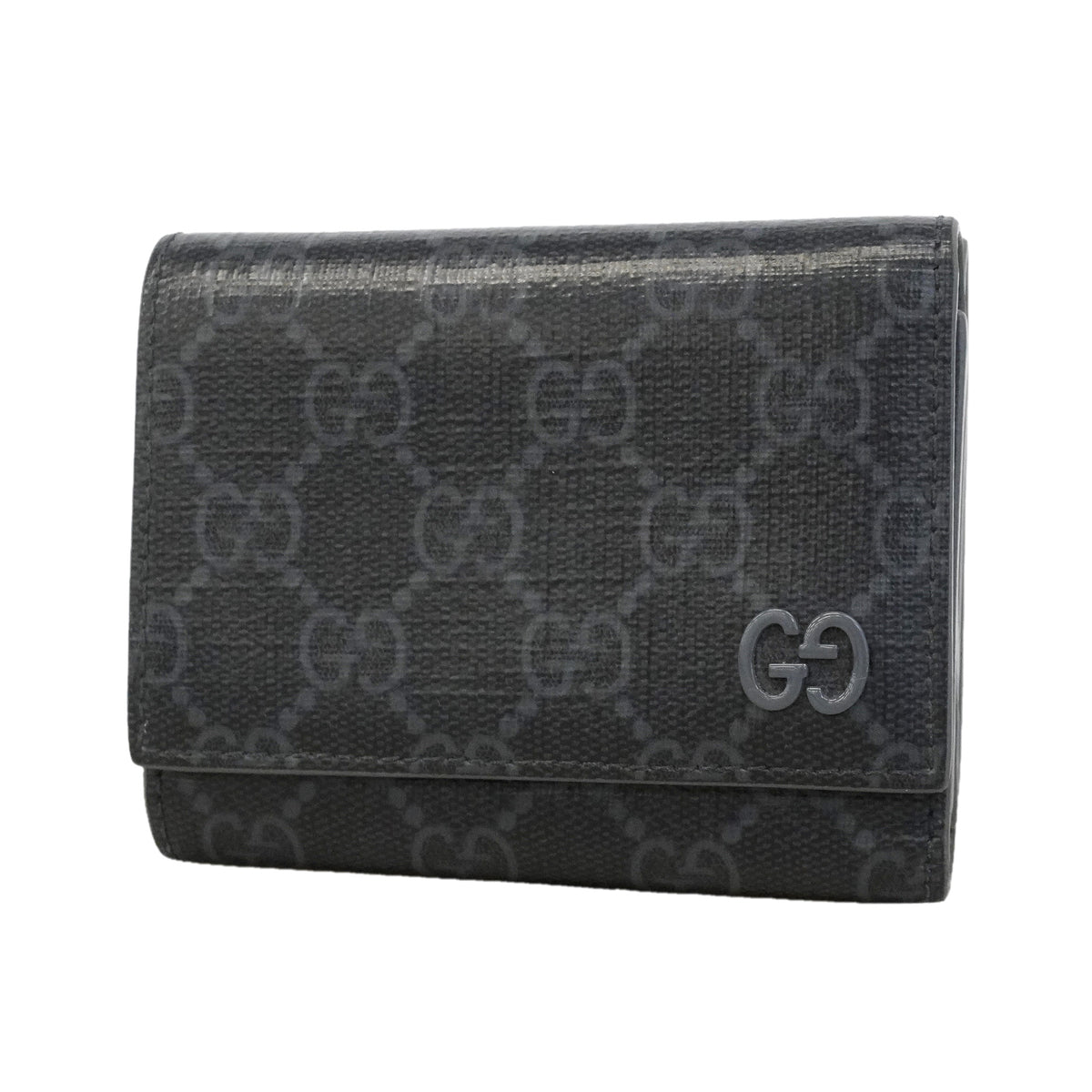 【6he4728-k】グッチ 三つ折り財布 GGスプリーム 769225 PVC ブラック シルバー金具【中古】メンズ レディース ユニセックス