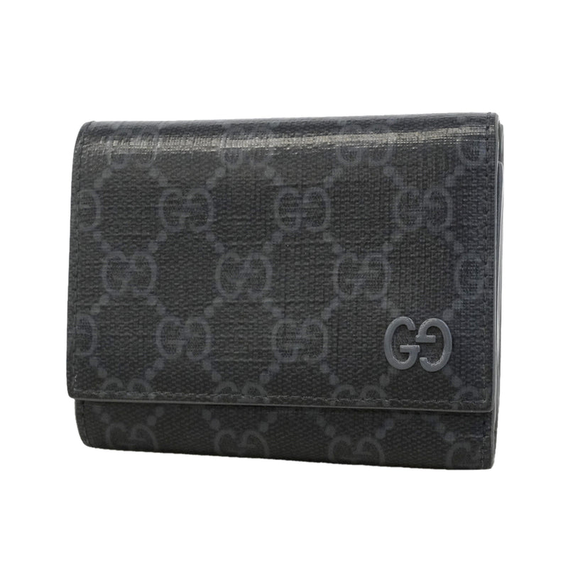 【6he4728-k】グッチ 三つ折り財布 GGスプリーム 769225 PVC ブラック シルバー金具【中古】メンズ レディース ユニセックス